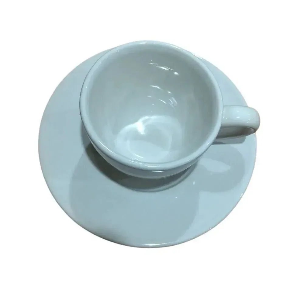 2 Krups Espresso Cup Sets, 4 2 1/2 Espresso Cups with Saucers, White Stoneware.